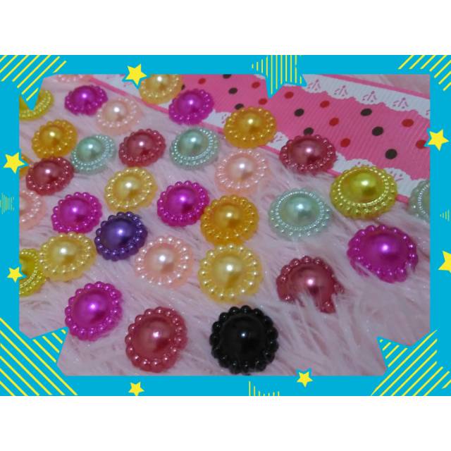 

Bahan craft, Mutiara belah matahari 12 mm warna mix isi 20 pcs