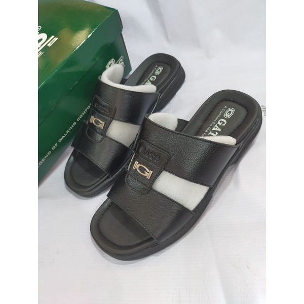 sandal Slop pria kulit asli merk Gats or 616 hitam original