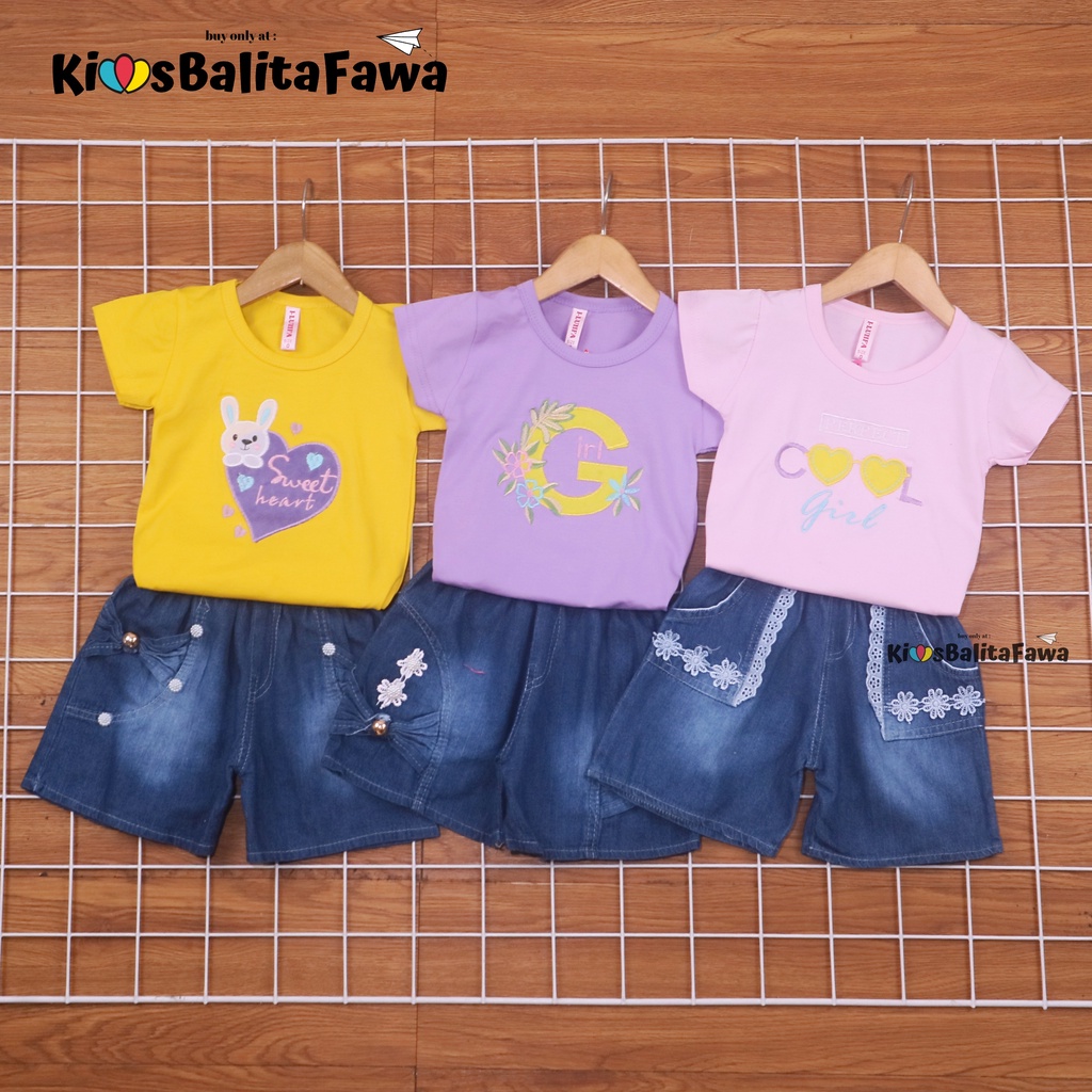 Setelan Yura Uk 1-2 Tahun / Set Atasan Rok Balita Cewek Baju Anak Perempuan Harian Kaos Adem