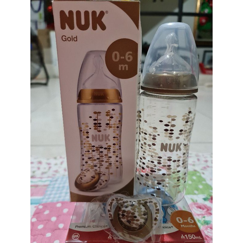 nuk set gold new born 2in1 botol susu empeng bayi