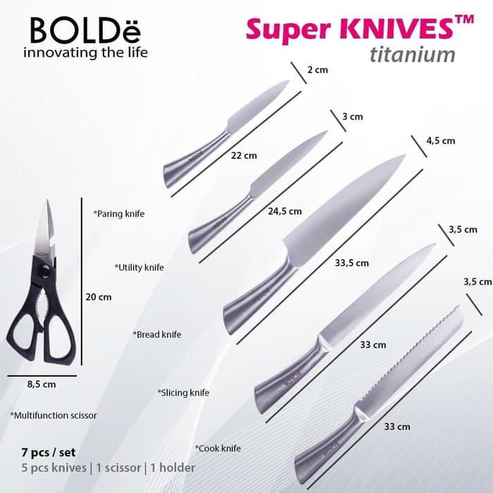 Super KNIVES TITANIUM 7pcs set Italian Design Original BOLDe