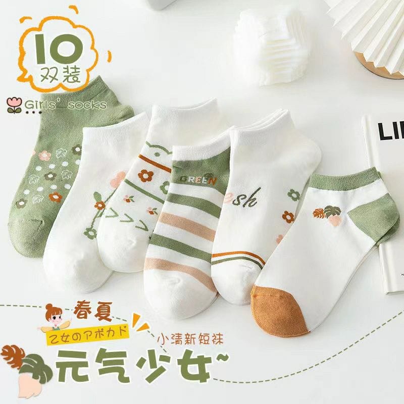 ♫ Megata ♫ A205 Kaos Kaki Flowery Fashion Wanita Korea Style Motif Kartun Karakter Women Sock Import