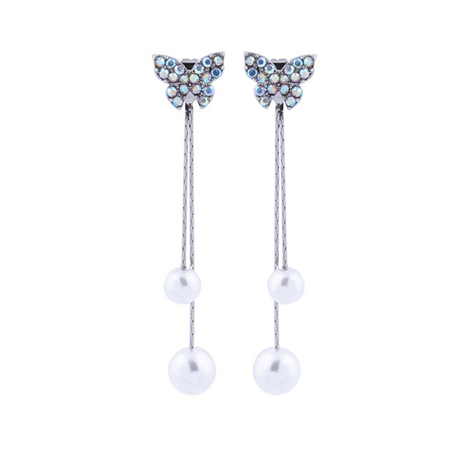 LRC Anting Tusuk Fashion Butterfly Earrings Diamond S925 Sterling Silver Stud Earrings D09049