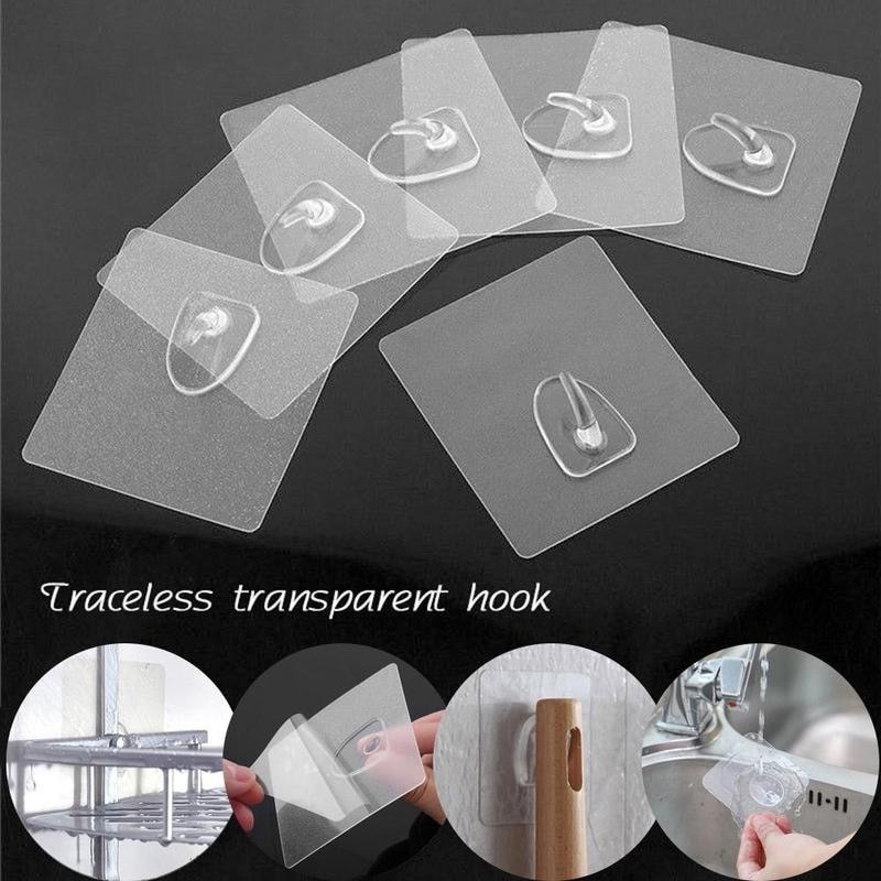 GS8u Kitpipi Rak Gantungan Hook Wall Hanger Organizer Adhesive 5 Pcs - Tc21 - Transparent Or-i