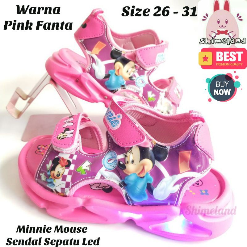 Sepatu Sandal Anak Led Minnie Perempuan Kado Sandal Lampu Nyala