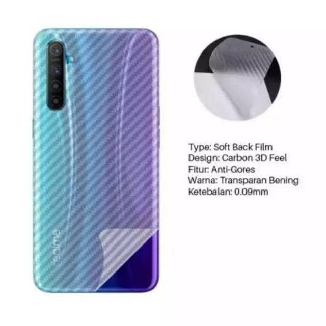 Garskin Back Sticker Carbon Realme 6 , Realme 6 Pro stiker belakang hp