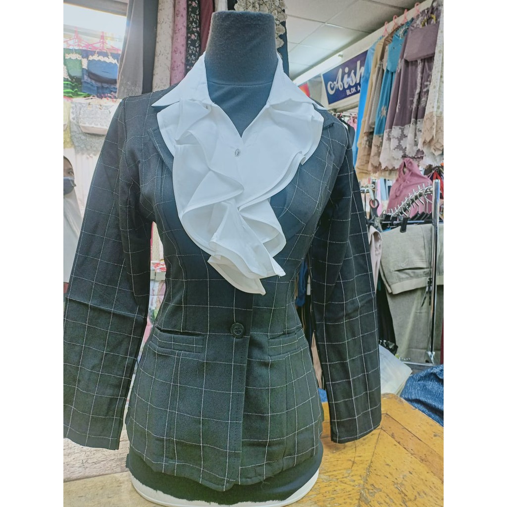 Atasan Blus Blazer kancing satu Dan dua Wanita