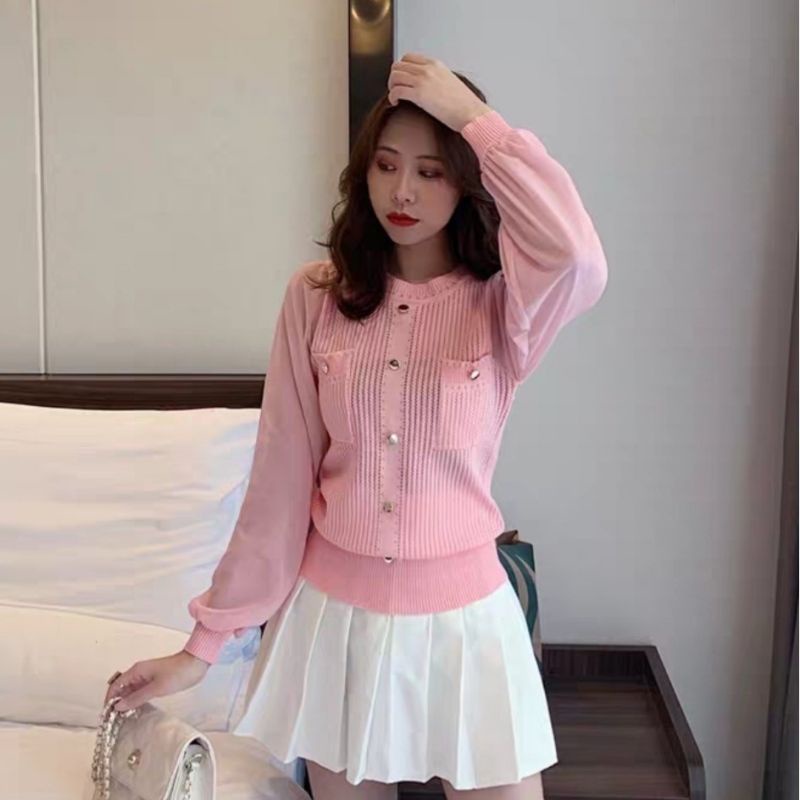 8667 Atasan Rajut Import wanita terbaru Fashion wanita terbaru model Korea import Kekinian Pink