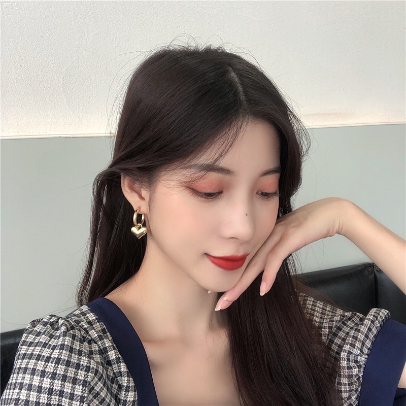 Anting S925 Silver Bentuk Hati Gaya Vintage Korea Untuk Wanita