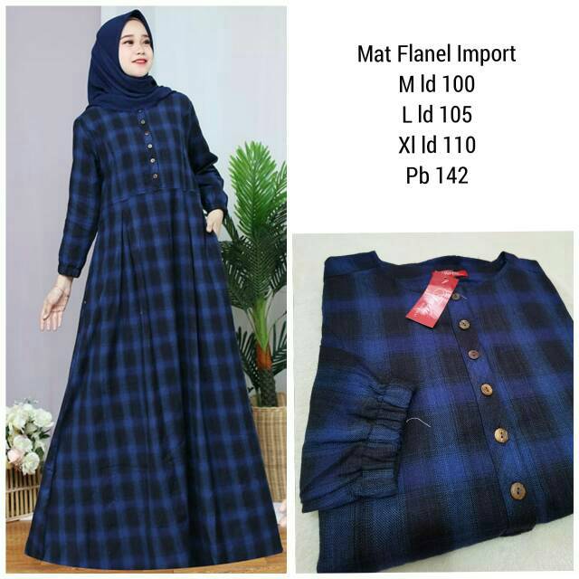 Gamis Flannel TERBARU motif Kotak Original by Tatu