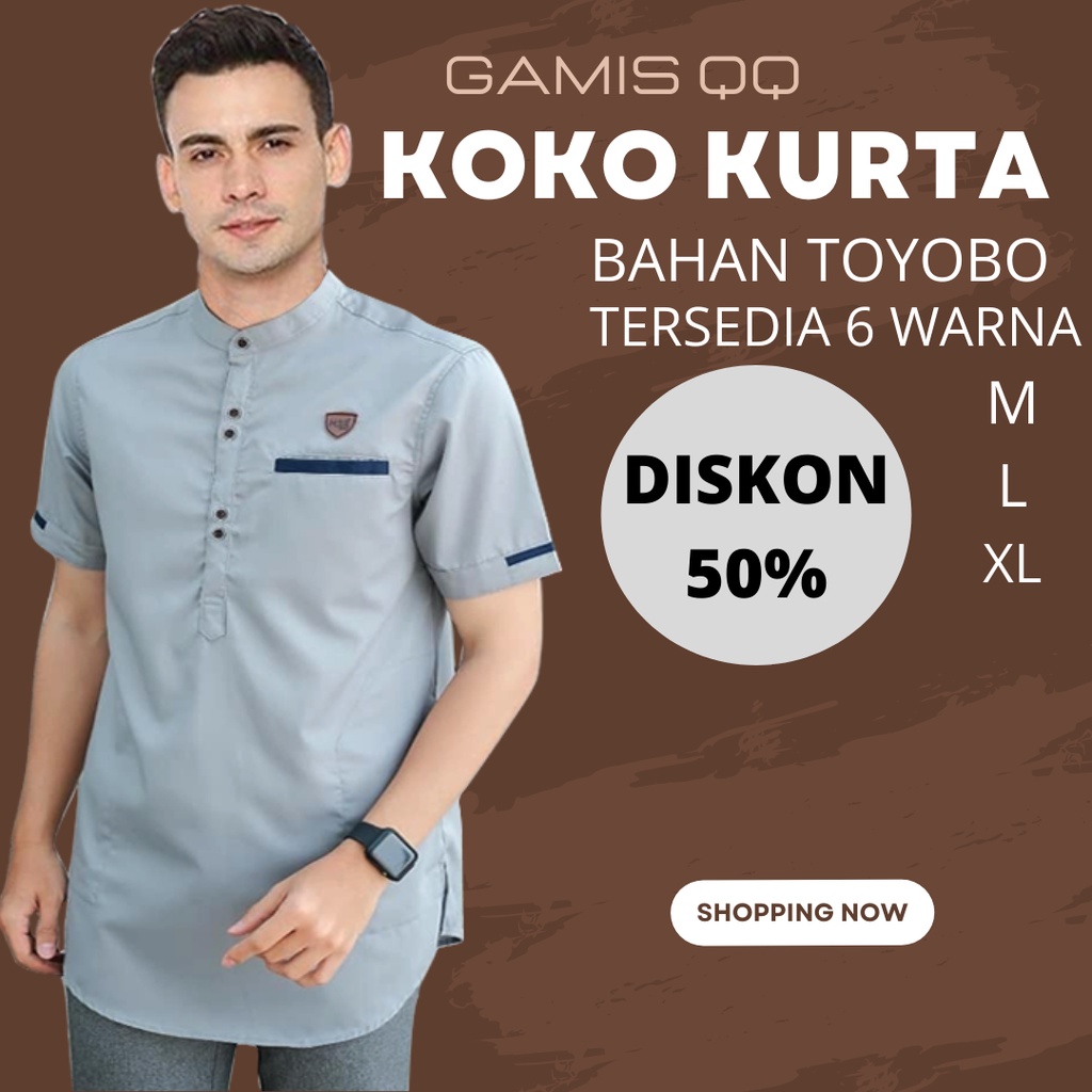 baju koko kurta pria dewasa pakaian pria cowok muslim  lebaran gamis bapak2 murah lengan pendek