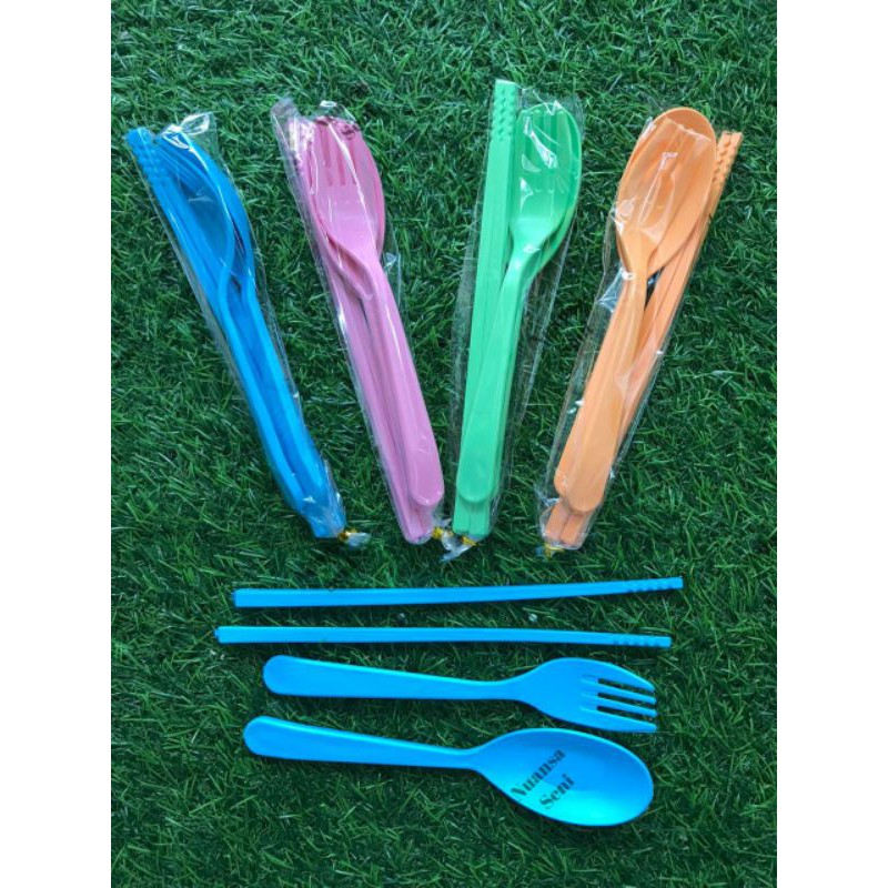Souvenir Pernikahan Sendok Set Lokal Sendok Garpu Sumpit Makan Sendok Plastik Kemas Plastik