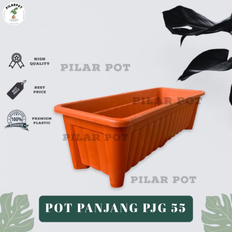 pot bunga tanaman panjang bergelombang high way 50cm - PJG MERAH BATA