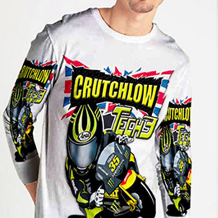 Fullprint Tshirt Cal Crutchlow Moto GP Tech 3 Kaos Tangan Panjang Bahan Polyester Jersey T-SHIRT Uni