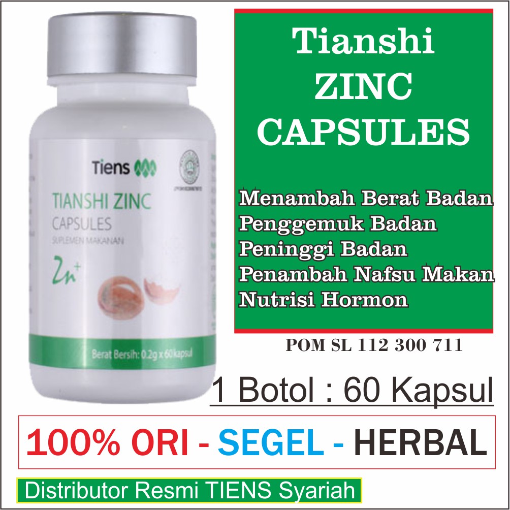 Produk Tiens - Penggemuk Badan - Peninggi Badan - Tambah Nafsu Makan Tianshi Zinc Capsules 60 Kapsul