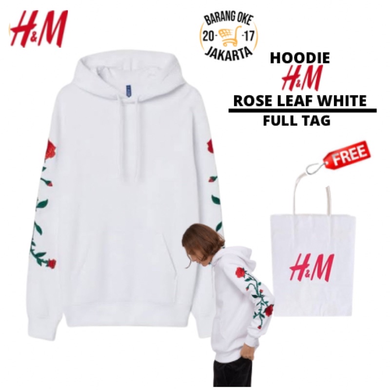 COD 10.10 Hoodie Sweater Pria Wanita HnM Rose Side Bordir Jaket Unisex H&amp;M Cowok Cewek Full Tag