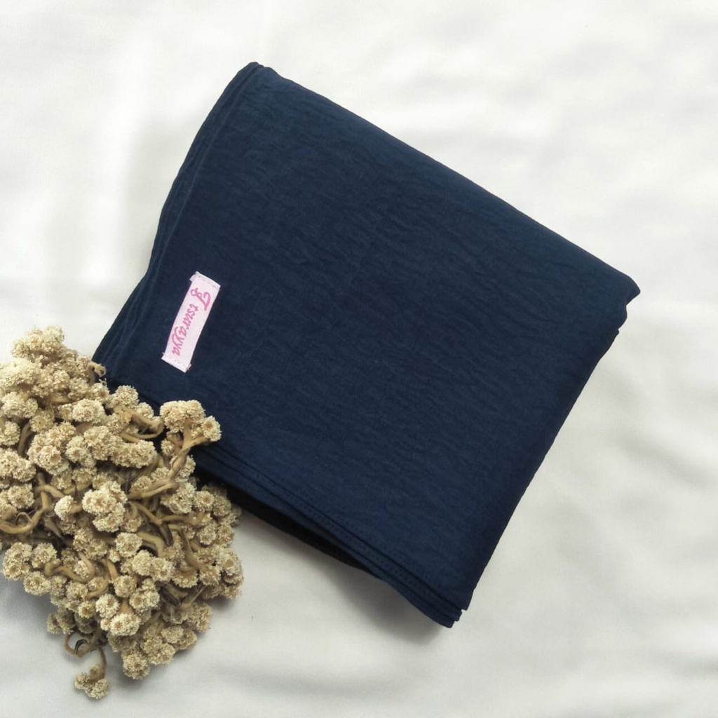 PASHMINA CRINCLE SET CADAR SIZE 200X75/PASHMINA CRINCLE SYARI/PASHMINA JUMBO-Navy