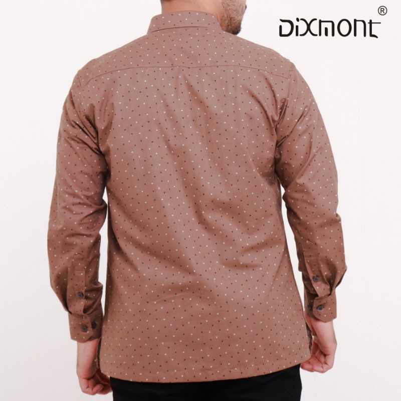 Dixmont Kemeja Pria Basic Formal Motif Lengan Panjang Hem ML01721