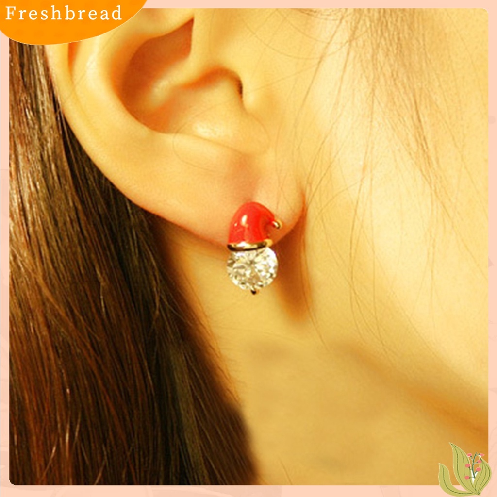 Terlaris Earrings Christmas Hat Design Exquisite Alloy Rhinestones Inlaid Ear Studs for Women