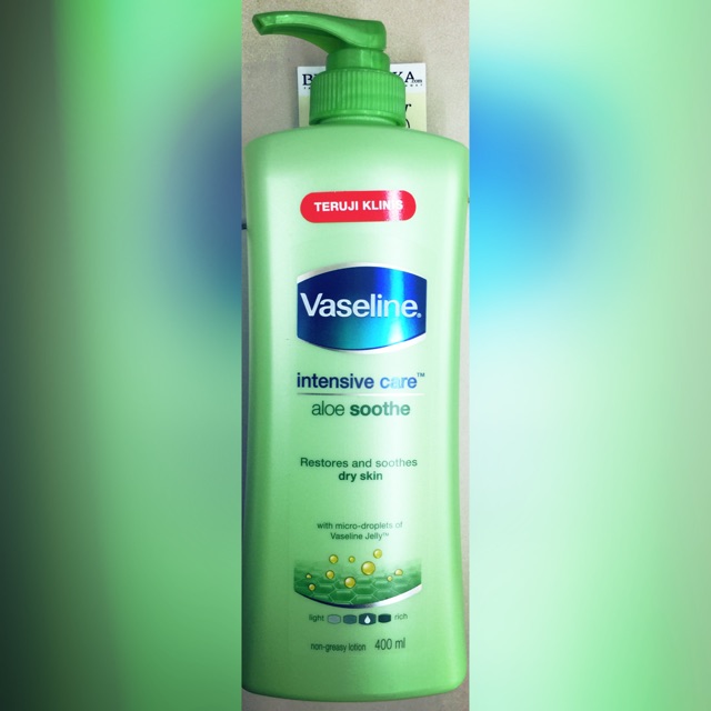 Vaseline Handbody Aloe with dropet 400ml Hand body Vaseline Hijau