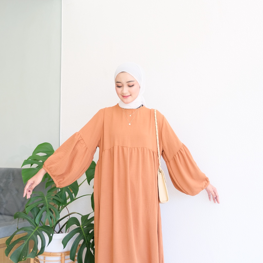 (MGA) COA GAMIS OVERSIZE MIDI DRESS REMAJA WANITA CRINCLE AIRFLOW