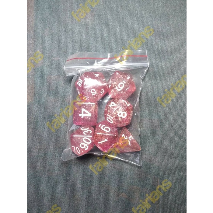 Dadu/Dice DND Polyhedral set isi 7 (Starry Raspberry)