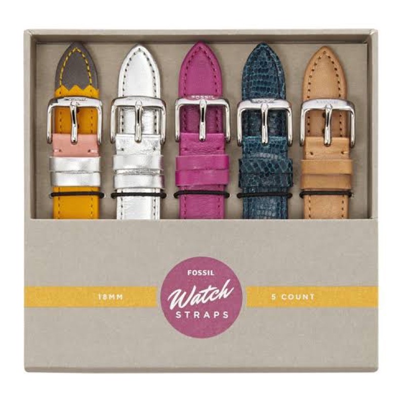 tali jam fossil 18mm set 5 count watch smartwatch leather strap s181165 set