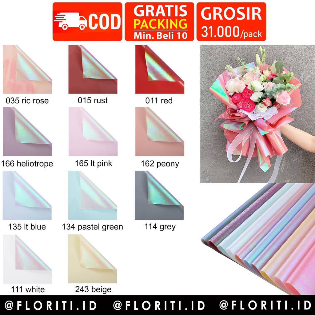 

(5 LEMBAR) Kertas Buket Cellophane Symphony Silk/Flower Wrapping Pelangi