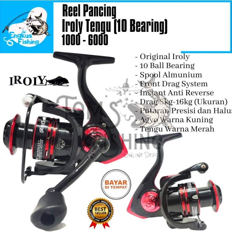 Reel Pancing Iroly Tengu 1000 - 6000 (10 Bearing) Murah Berkualitas - Engkus FIshing