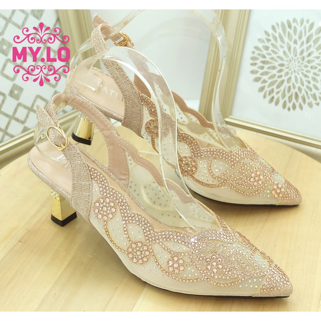 SEPATU HEELS PESTA WEDDING WANITA SWAROVSKY HANTARAN NIKAH PENGANTIN LAMARAN SESERAHAN IMPORT TERMUR