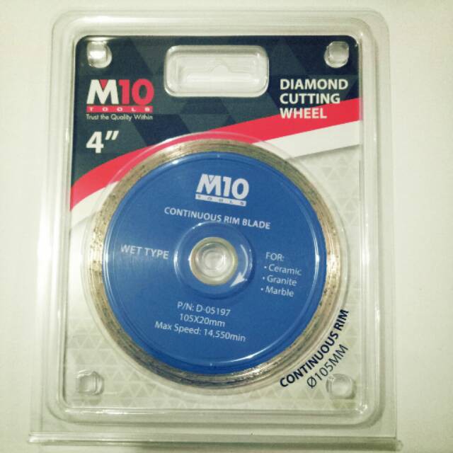 

Diamond cutting wheel 4" continuous rim blade m10