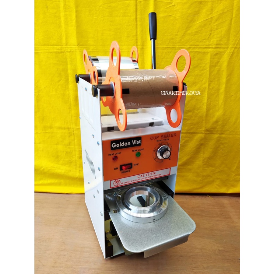 Mesin Cup Sealer Golden Vist D8. Mesin Press Gelas Minum 12 - 22 Oz