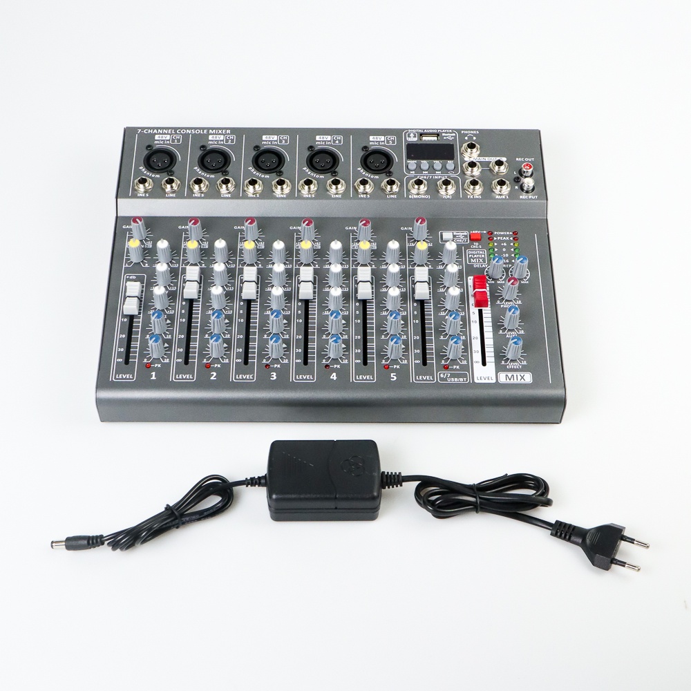 LEORY Professional Live Audio Mixer Karaoke DJ 7 Channel - L7