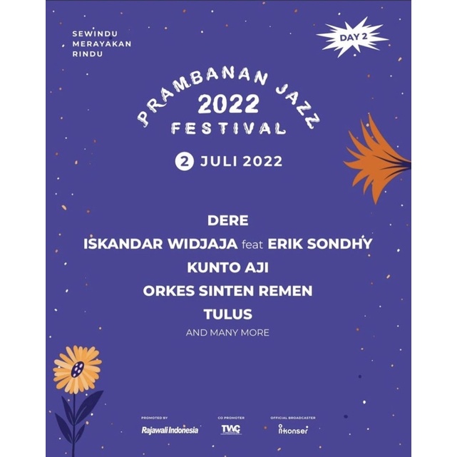 Tiket Prambanan Jazz Festival PJF 2022 Day 2 Roro Jonggrang