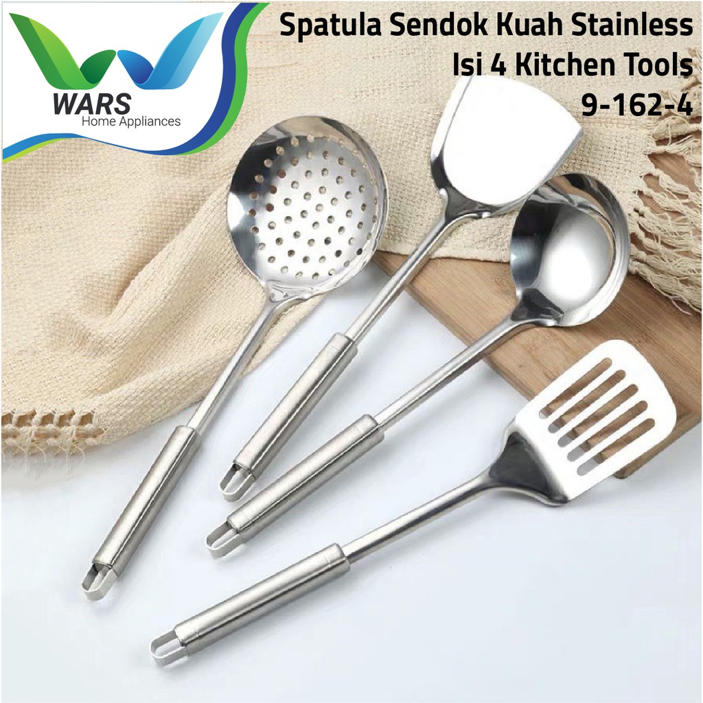 Spatula Sendok Kuah Stainless Isi 4 Kitchen Tools 9-162-4 | Shopee