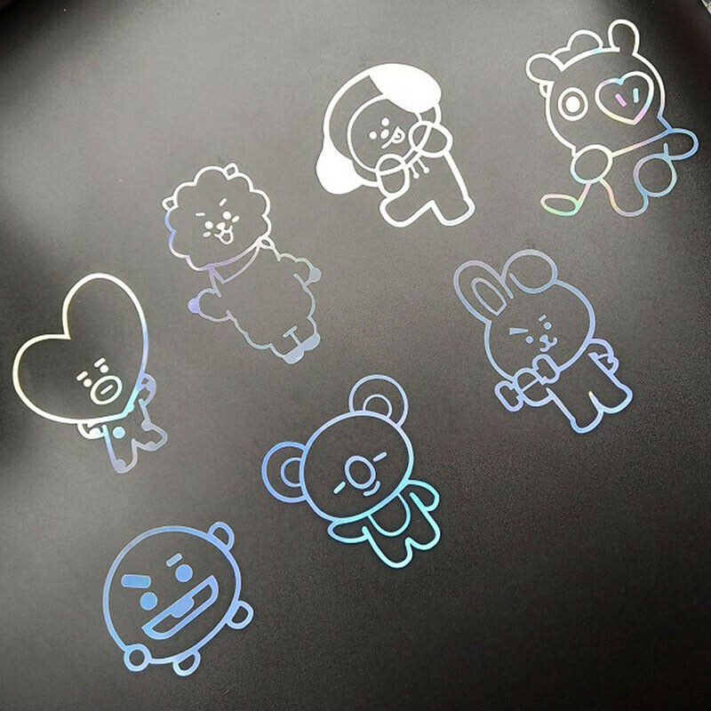 

( BTS ) Yo Yo Store KPOP BTS Stiker Laser Lucu untuk Kulkas / Handphone / Laptop / Koper DIY