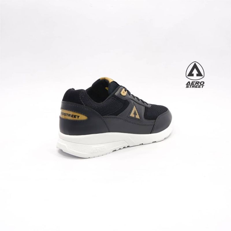 Aerostreet 37-43 OSAKA black gold - Sepatu Sneakers Casual Sport Sekolah Pria Wanita Aero Street medan