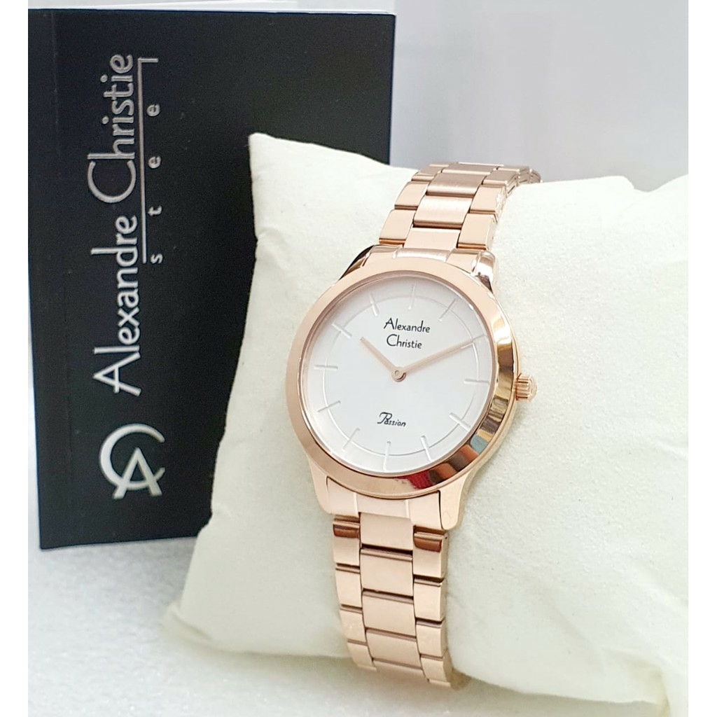 AC alexandre Christie AC 2834  wanita original Stainless steel rose gold Putih