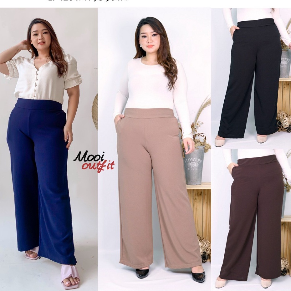 CELANA KULOT PANJANG / basic pants OOTD HIJAB perempuan - bahan crepe casual polos fromal non formal