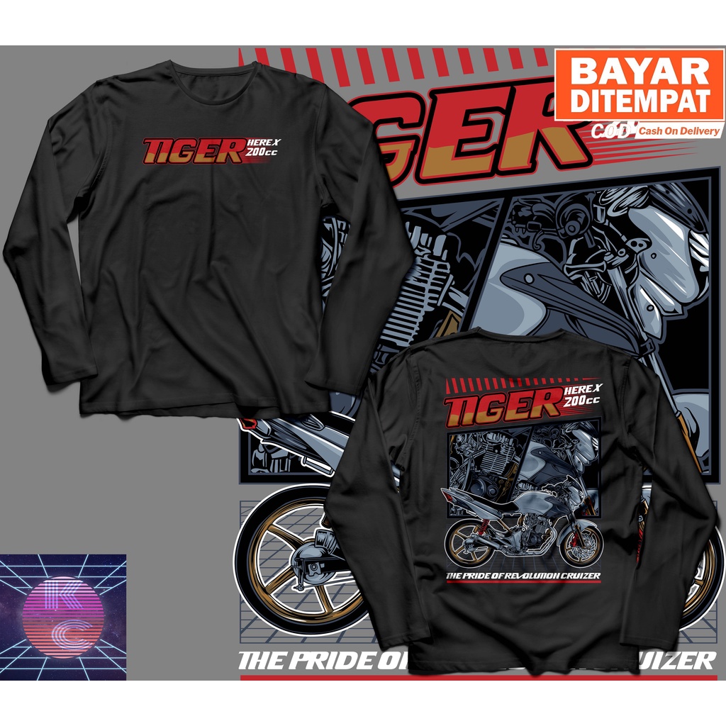 KAOS BAJU LENGAN PANJANG HONDA TIGER CEPER HEREX 200CC BIG SIZE JUMBO KAOS MOTOR PRIA WANITA