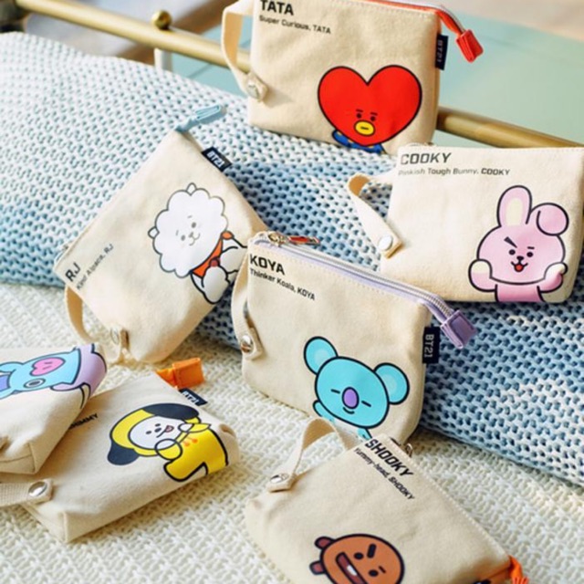 Official BTS BT21 merchandise canvas slim pouch