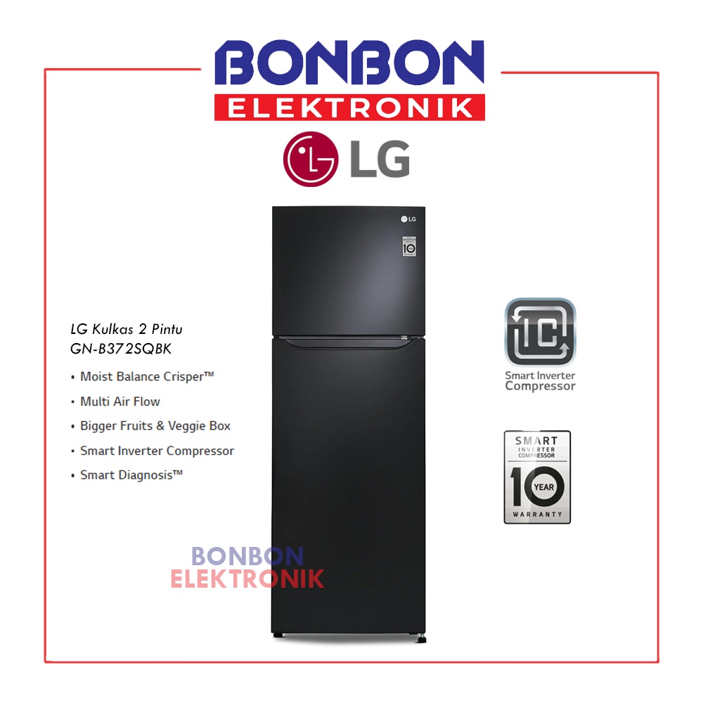 LG Kulkas 2 Pintu GN-B372SQBK / GNB 372 SQBK / GNB372SQBK