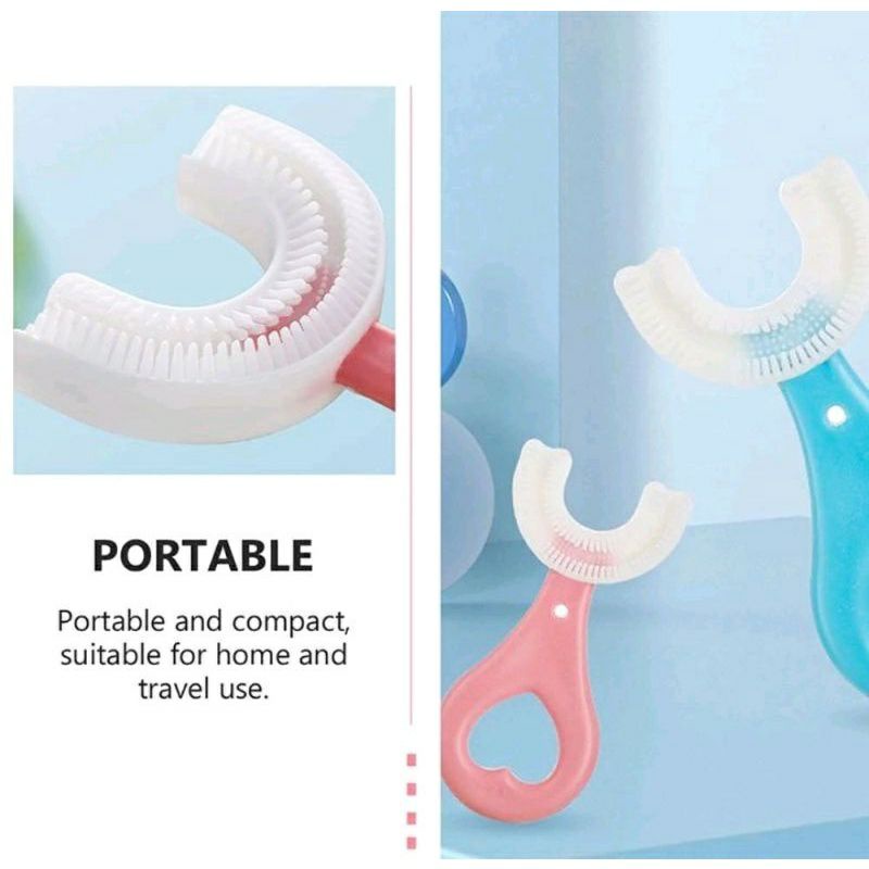 Sikat gigi anak bentuk U + Box  sikat gigi bayi silikon sikat gusi bayi silicon teether bayi pembersih gigi