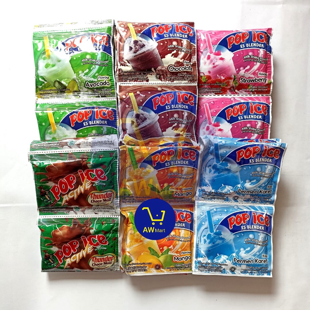 POP ICE RENCENG (25 GRAM X 10'S - CHOCOLATE/STRAWBERRY/CHOCO MALT/MANGGA/MELON