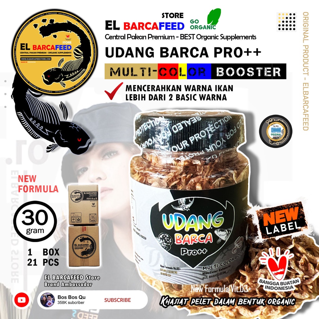 UDANG BARCA Pro++ [MULTI COLOR ENHANCER] UDANG KERING 30 gr - Pakan Pelet Ikan Channa, Koki, Arwana, Louhan, Koi &amp; ikan hias lainnya