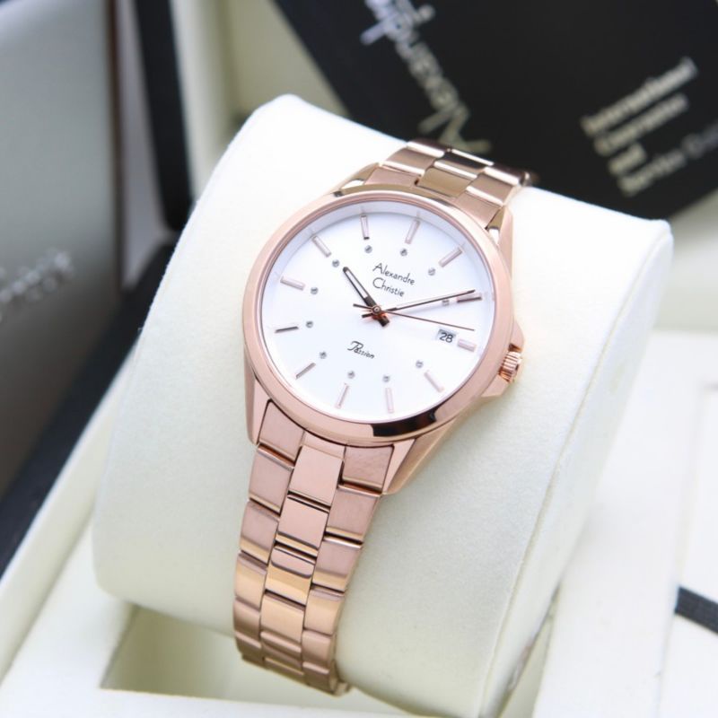 JAM TANGAN WANITA Ac2836/ac 2836 ROSE GOLD WHITE ORIGINAL