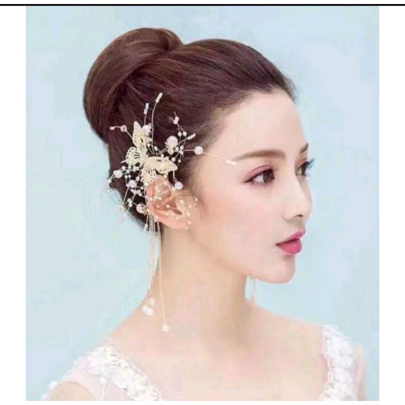 Earcuff earpiece gold kupu-kupu accessories telinga bridal wedding pengantin imitasi antik