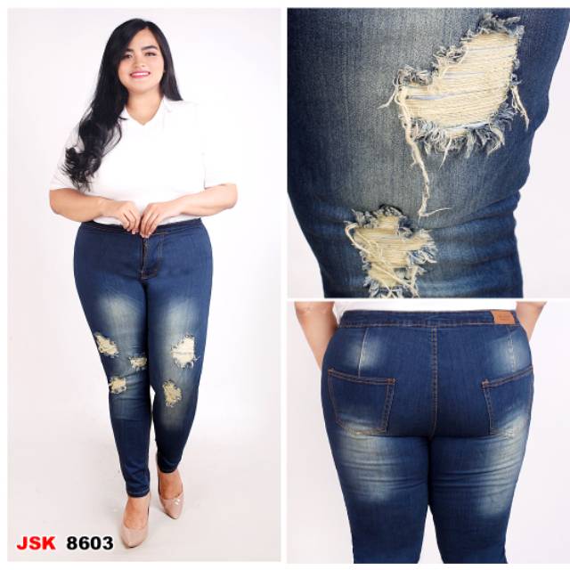 Celana Panjang Ripped Highwaist Jumbo size Wanita