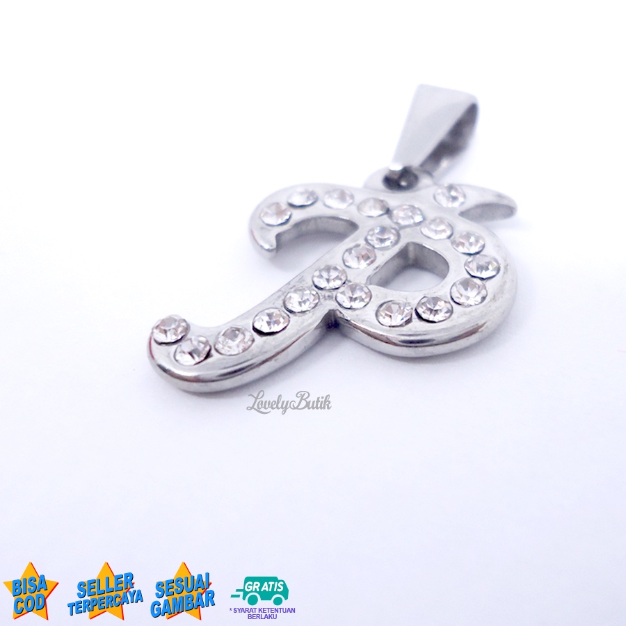 Lovelybutik Liontin Huruf Titanium Inisial P Klasik Emas &amp; Silver