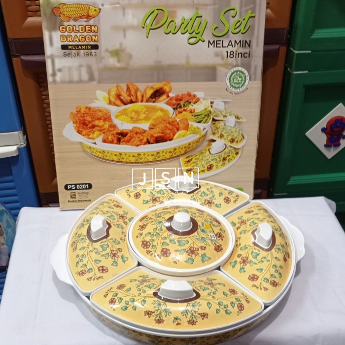 L.Maryanne Prasmanan/Party Set Melamin Motif Ukuran 18 Inch Golden Dragon Ps-0201